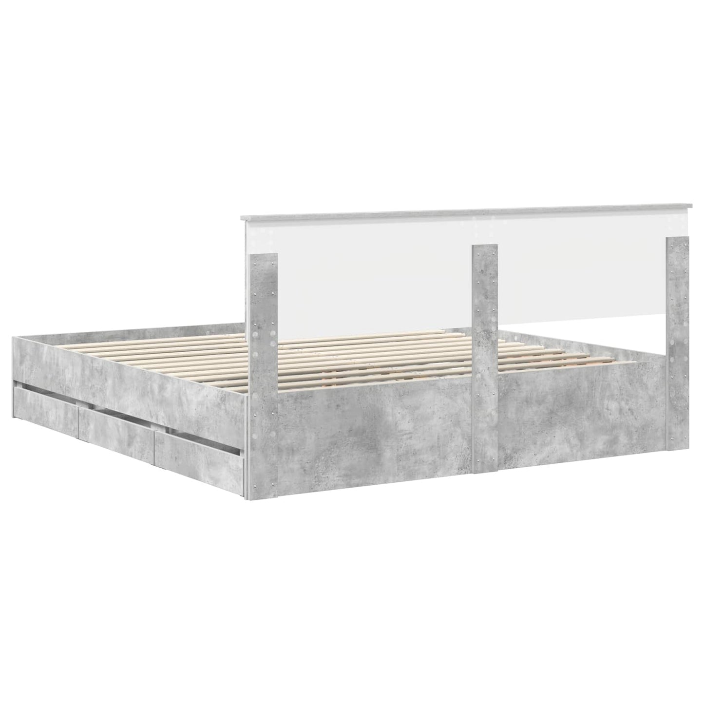 Struttura del letto con cassetto Grigio cemento 200 x 200 cm | homemem39