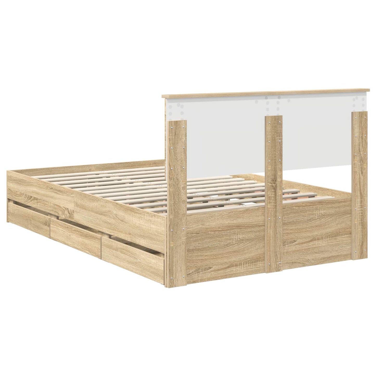 Struttura del letto con cassetto Rovere Sonoma 120 x 190 cm | homemem39