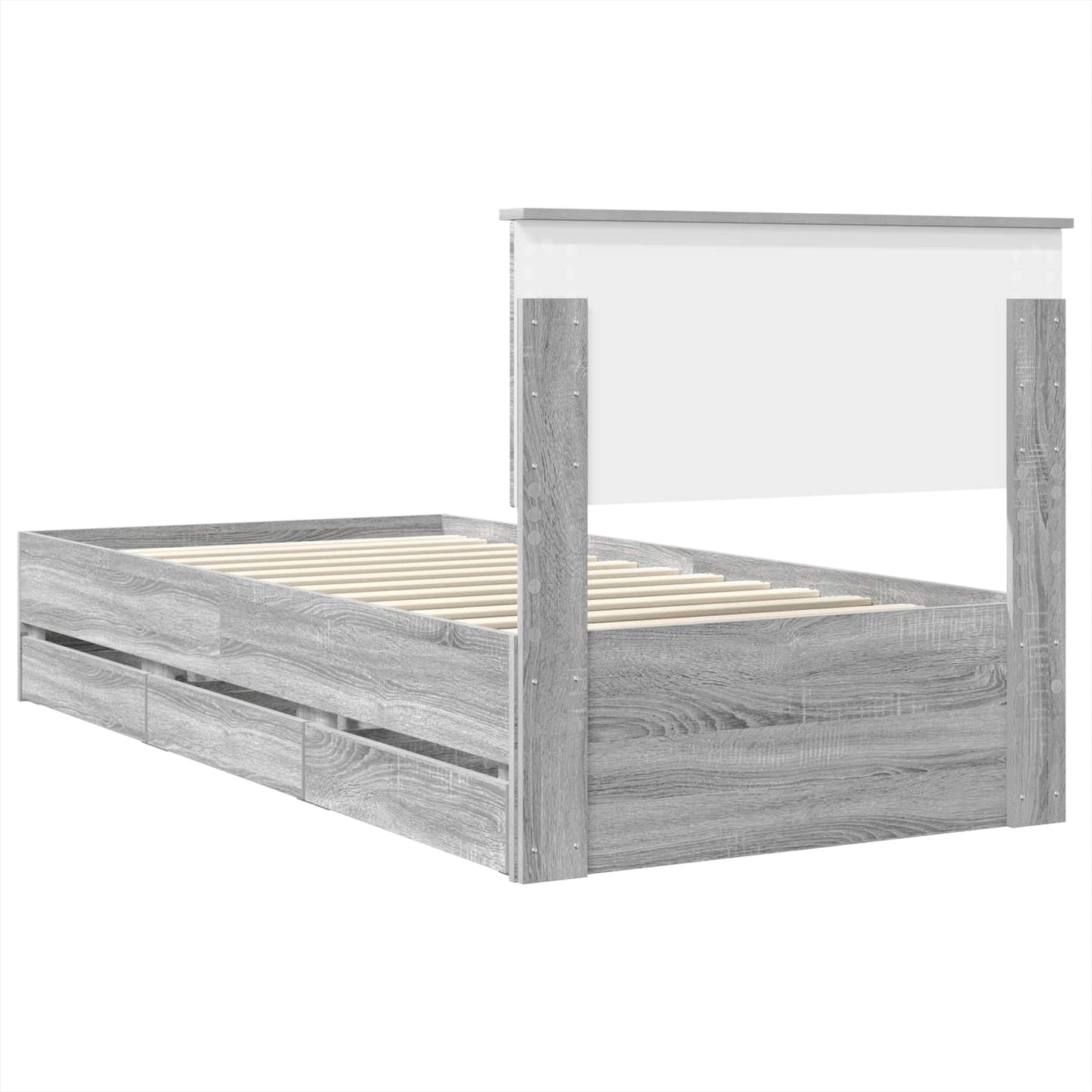 Struttura del letto con cassetto Grigio Sonoma 100 x 200 cm | homemem39