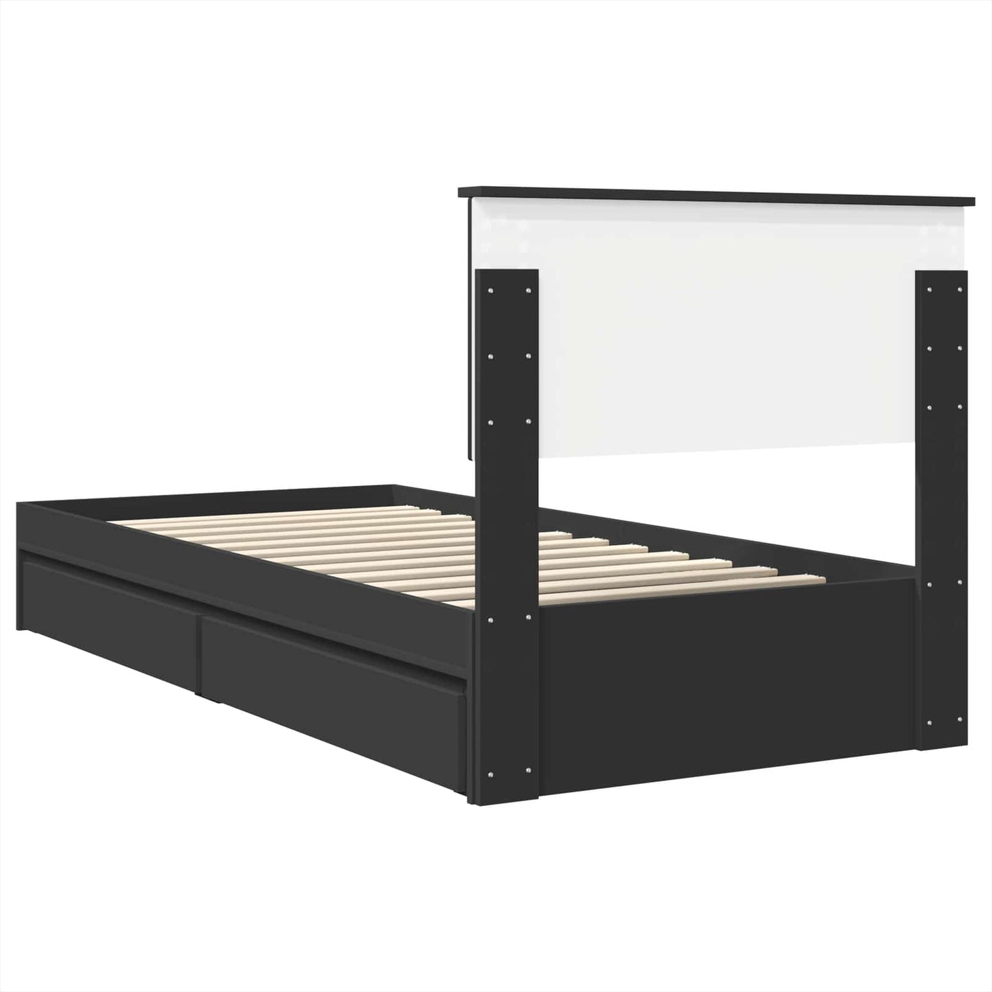 Letto con Contenitore Nero 75 x 190 cm Legno multistrato