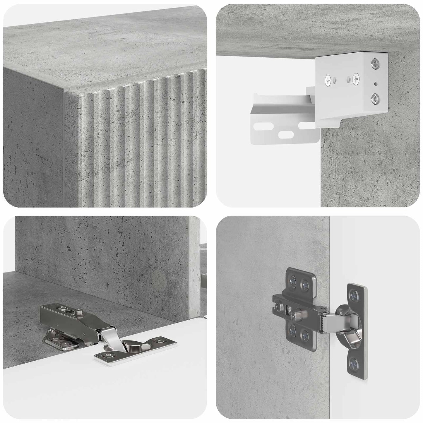 Set di Mobiletto da TV a Parete 6 pcs Grigio cemento