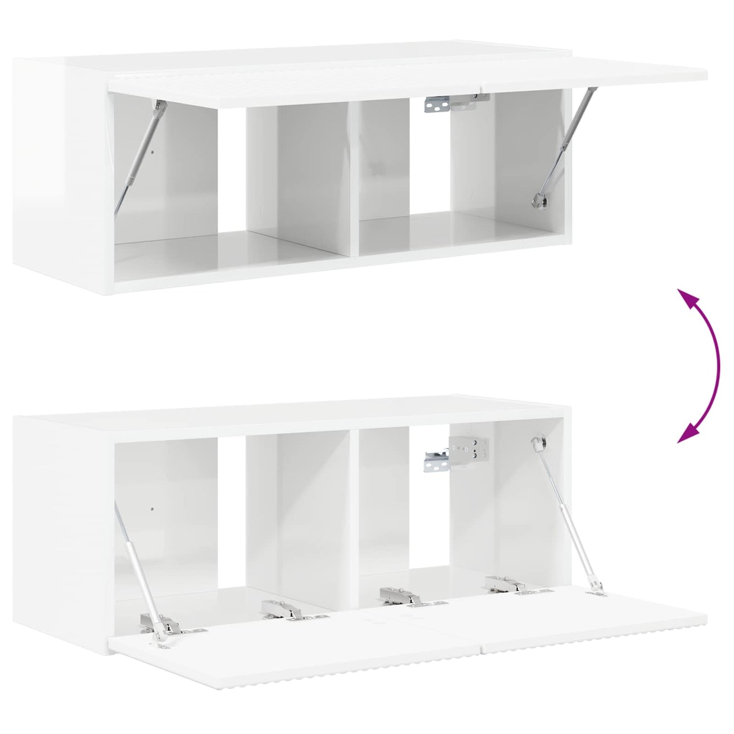 Set mobile TV 2 pcs Bianco Lucido Legno multistrato | homemem39