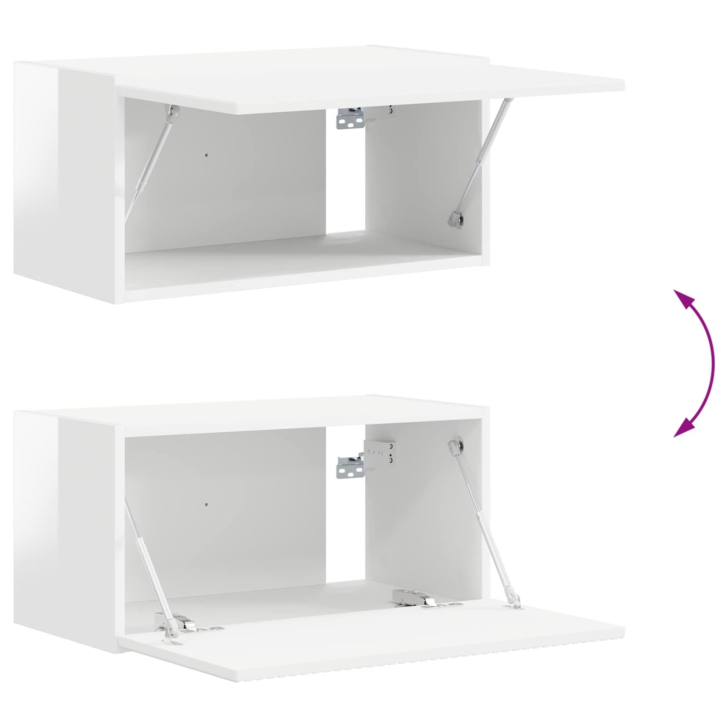 Set mobile TV 2 pcs Bianco Lucido Legno multistrato | homemem39