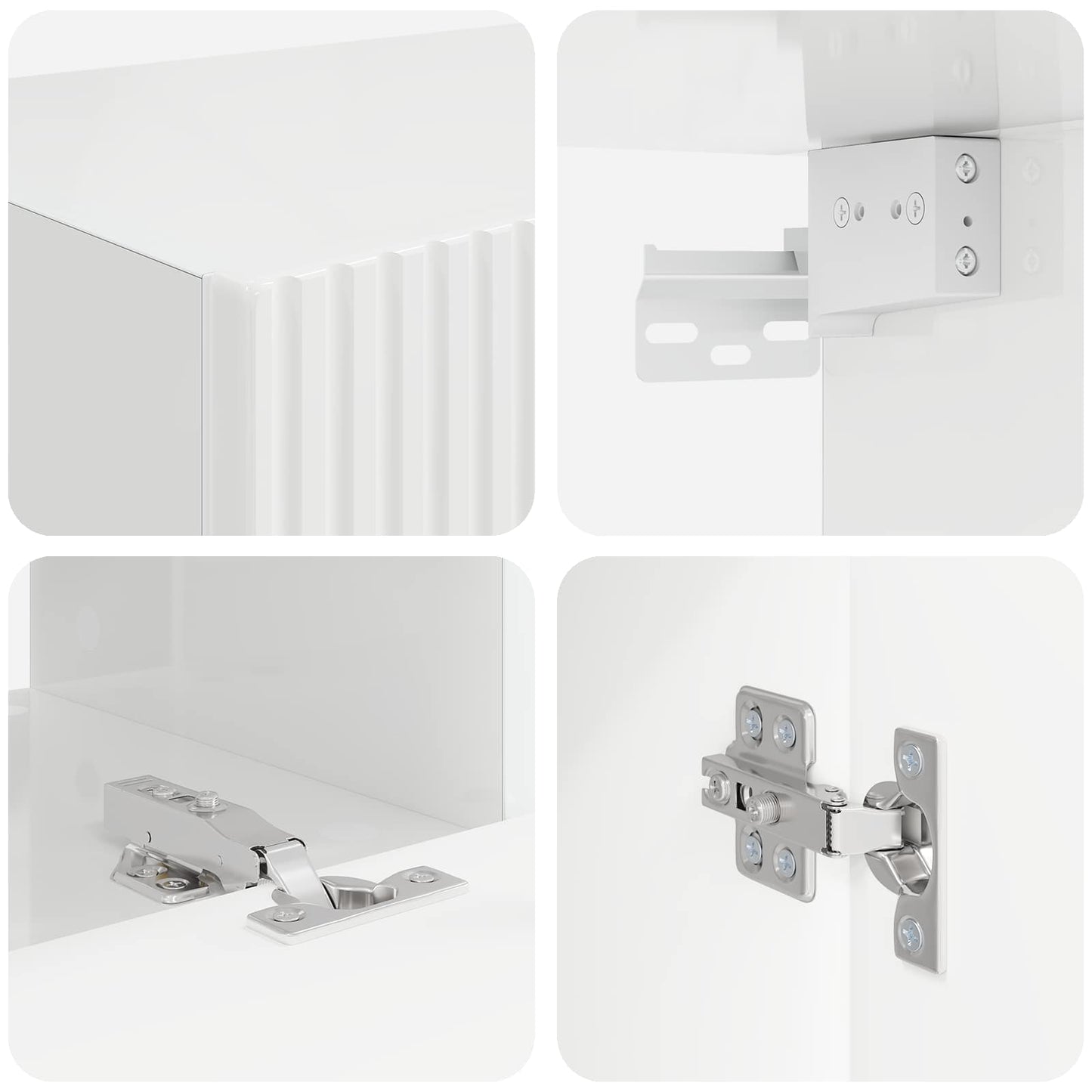 Set mobile TV 4 pcs Bianco Lucido Legno multistrato