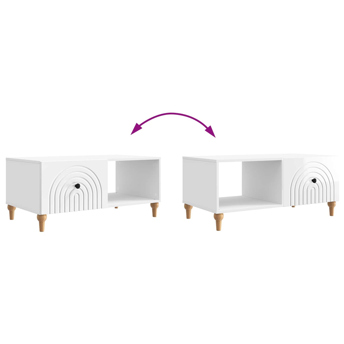 Tavolino da salotto Bianco Lucido 90 x 50 x 40 cm