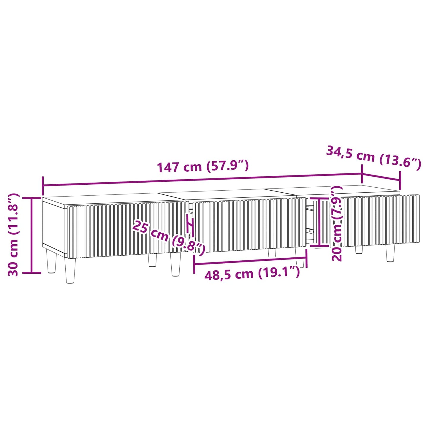 Mobile TV Legno antico 147 x 34,5 x 30 cm Legno ingegnerizzato | homemem39