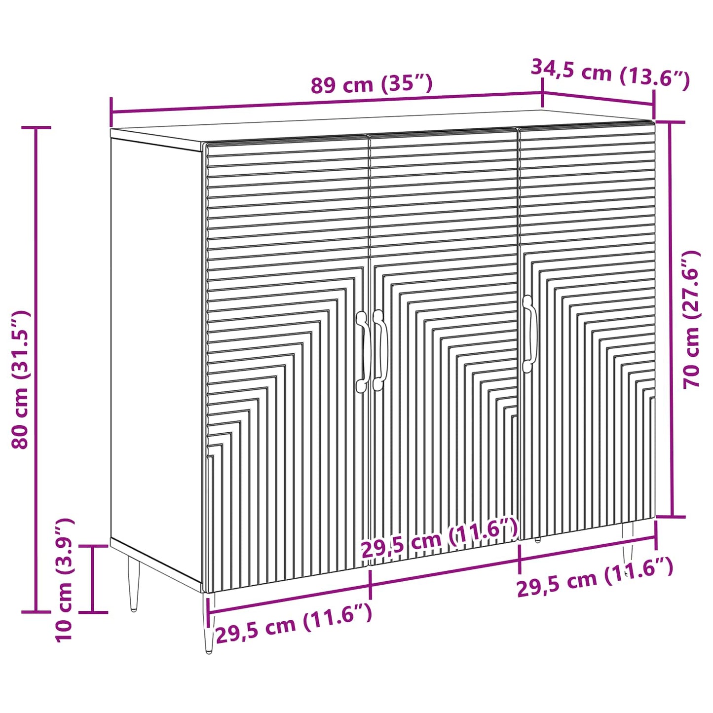 Credenza Grigio Cemento 89 x 34,5 x 80 cm Legno ingegnerizzato | homemem39