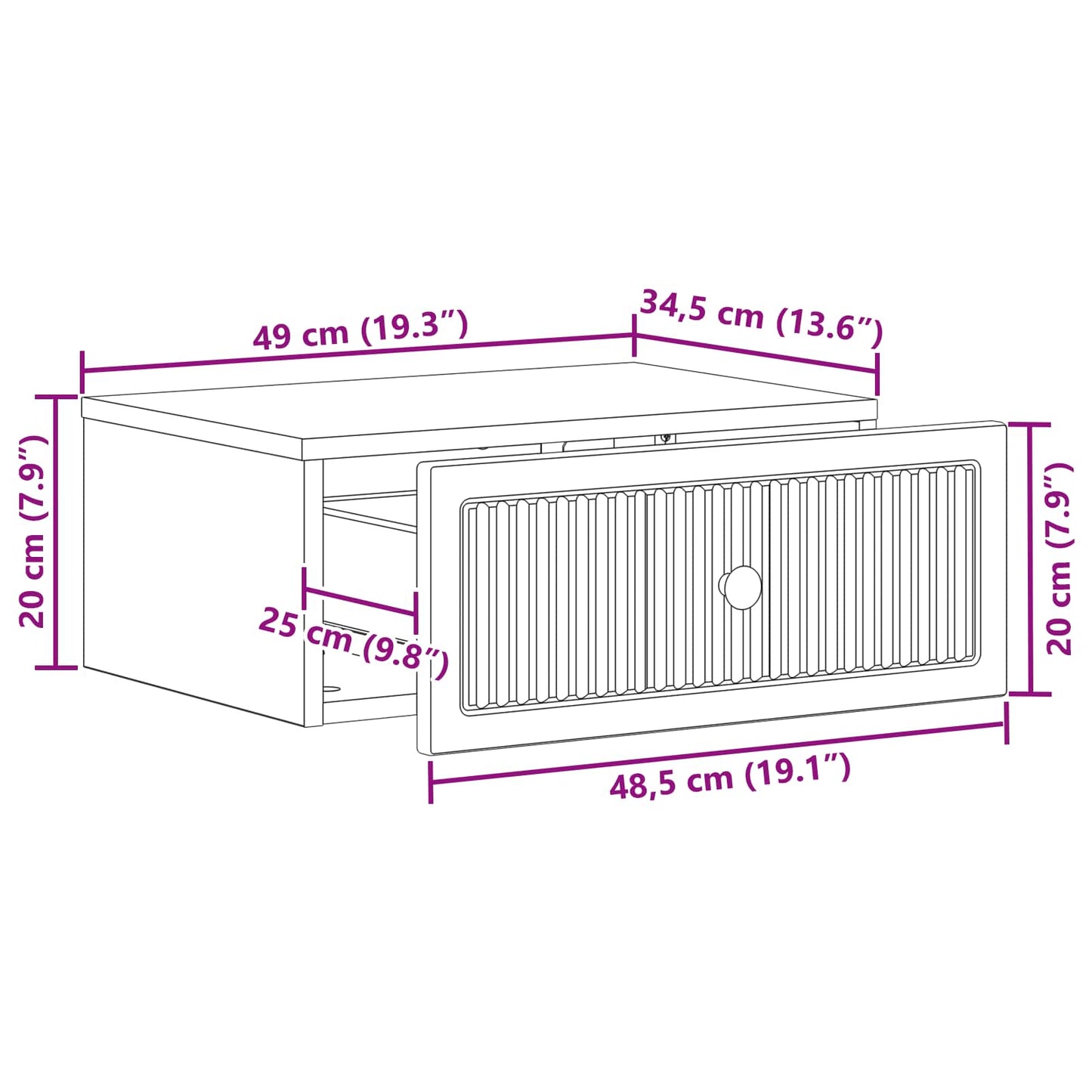 Armadio da Notte Grigio Sonoma 49 x 34,5 x 20 cm | homemem39