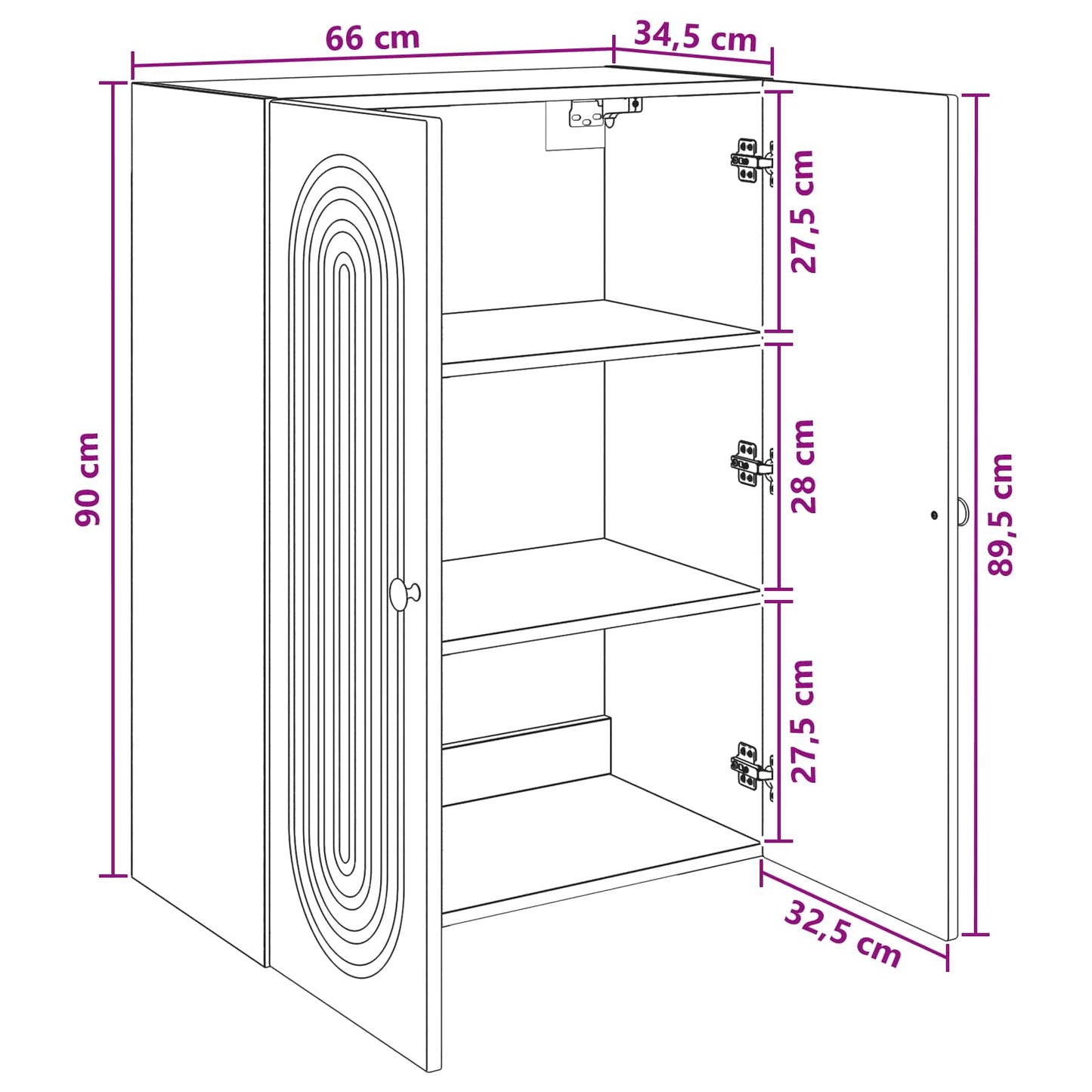 Mobiletto a muro Grigio Cemento 66 x 34,5 x 90 cm | homemem39