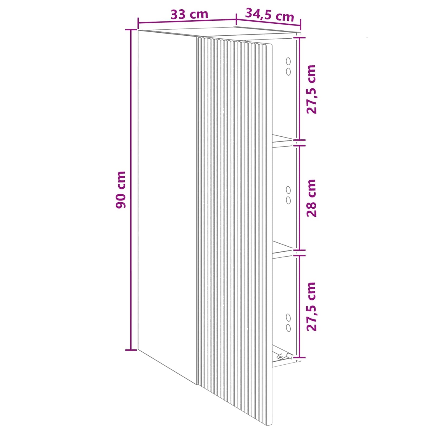 Mobiletto a muro Sonoma grigio 33 x 34,5 x 90 cm | homemem39
