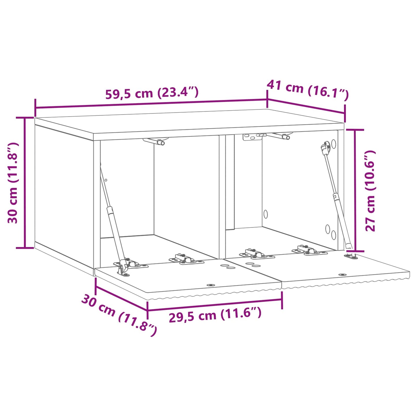 Mobile Porta TV da Muro Grigio Cemento 59,5 x 41 x 30 cm | homemem39