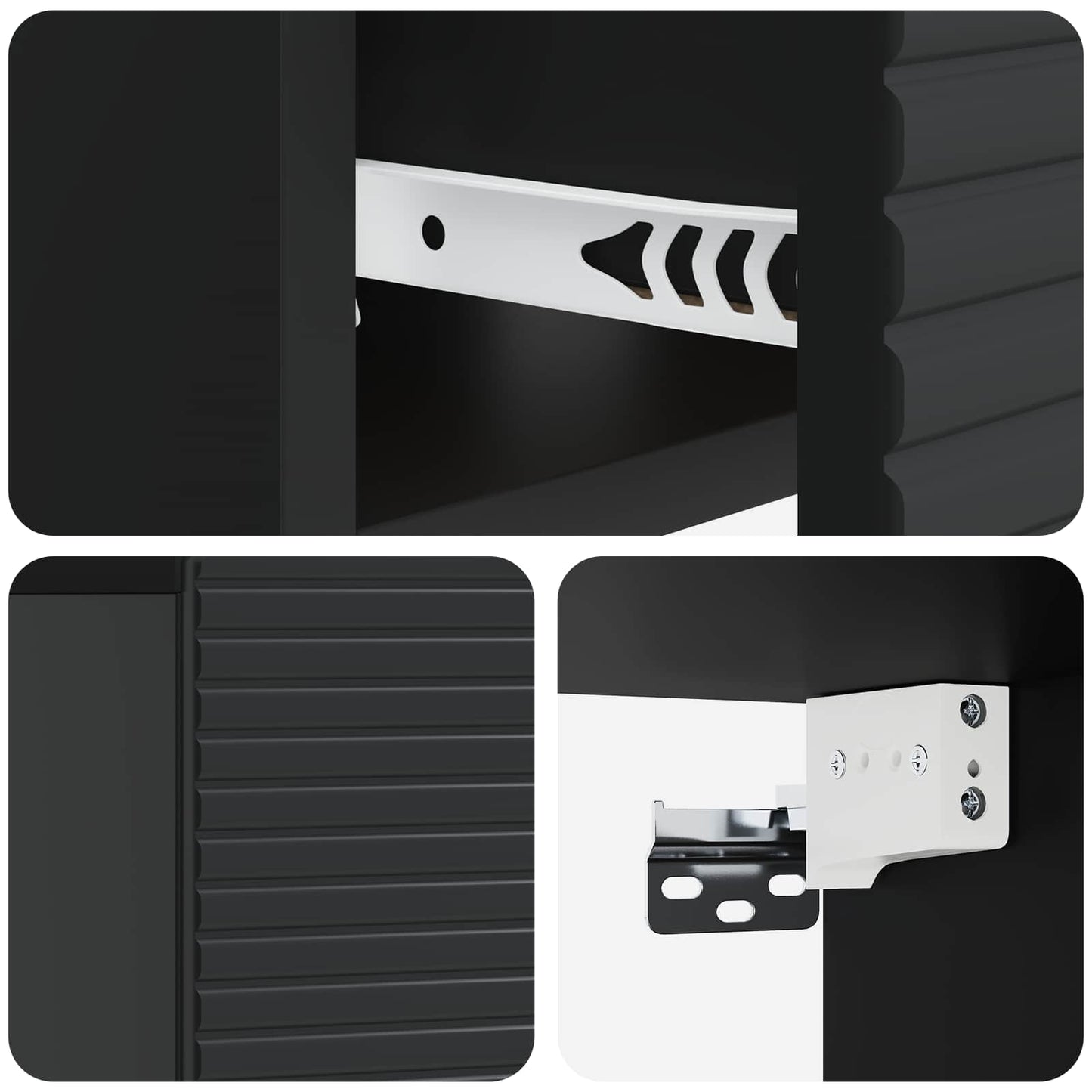 Mobiletto da notte a muro 2 pcs Nero 49 x 34,5 x 20 cm | homemem39