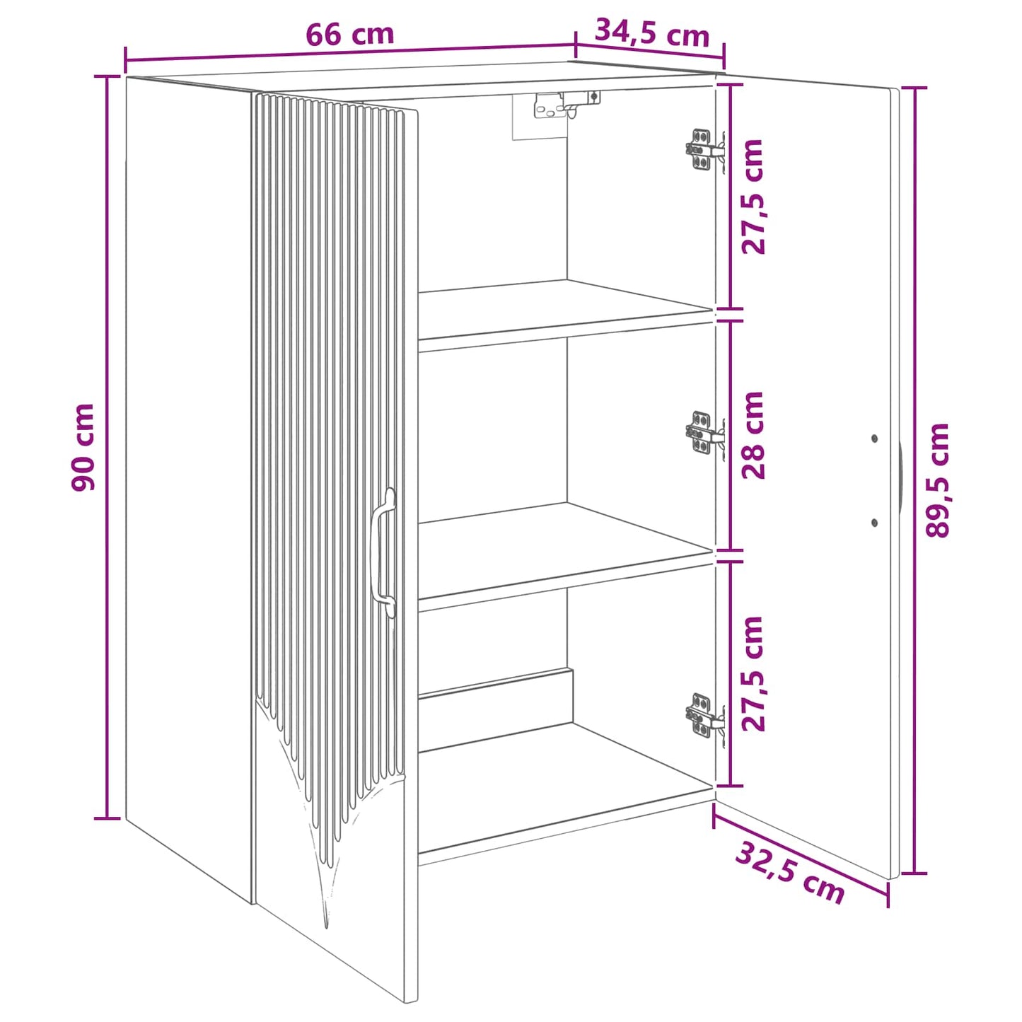 Mobiletto a muro Rovere Fumo 66 x 34,5 x 90 cm | homemem39