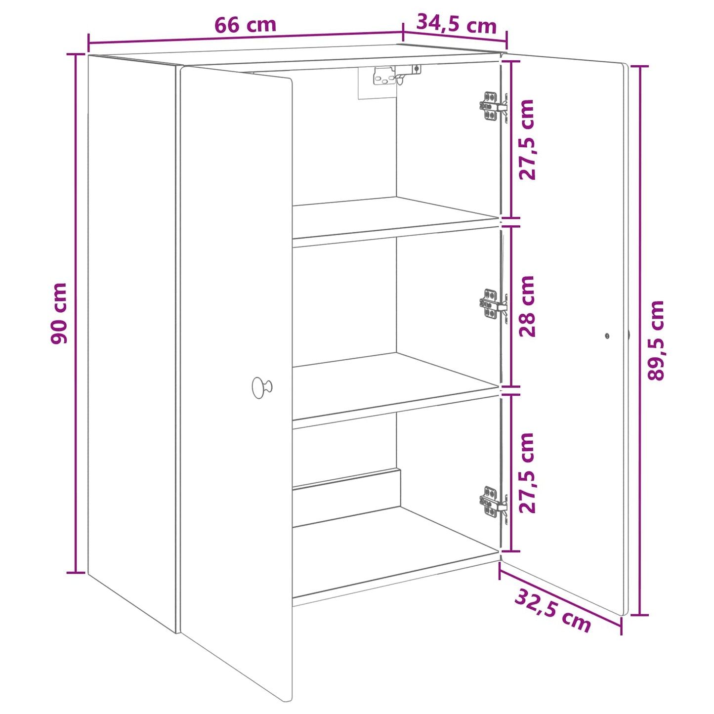 Mobiletto a muro Rovere Sonoma 66 x 34,5 x 90 cm | homemem39