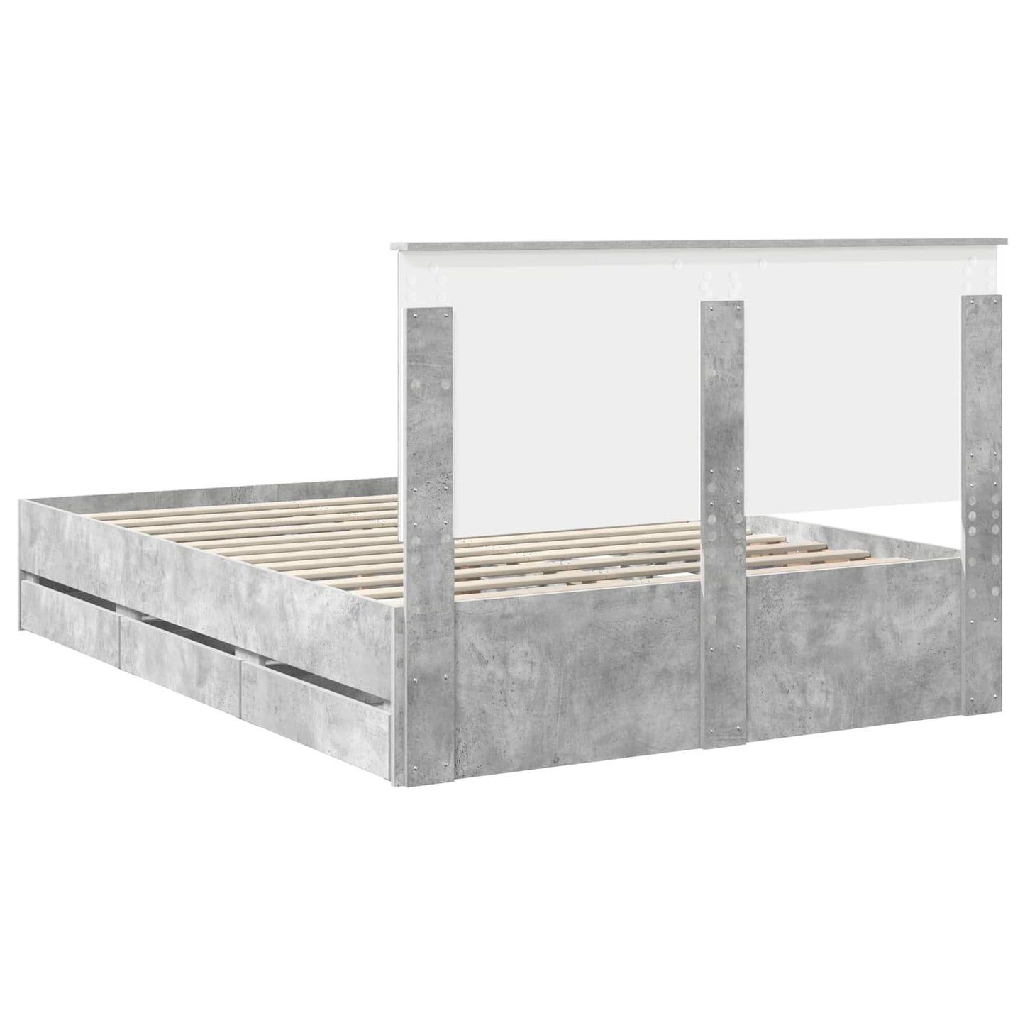 Struttura del letto con cassetto Grigio cemento 140 x 190 cm | homemem39