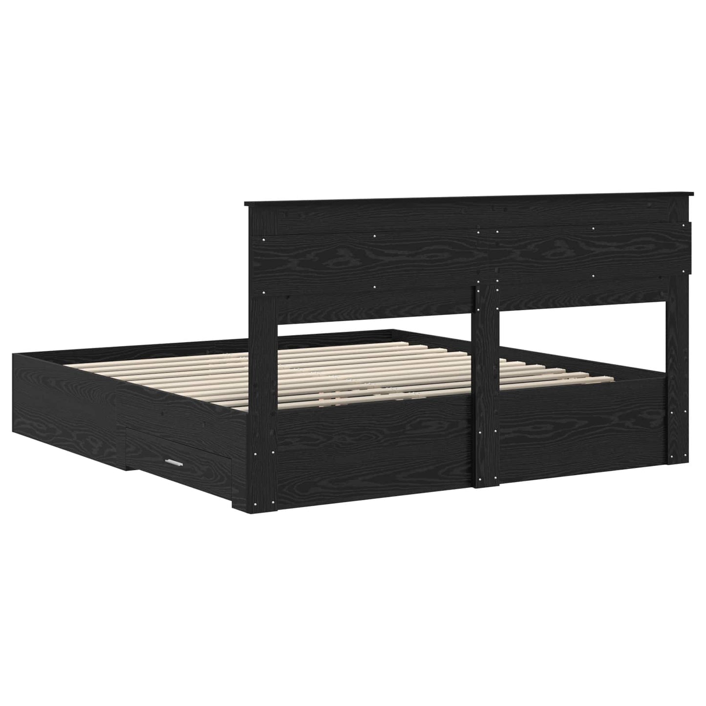 Struttura del letto Rovere Nero 180 x 200 cm Legno multistrato | homemem39