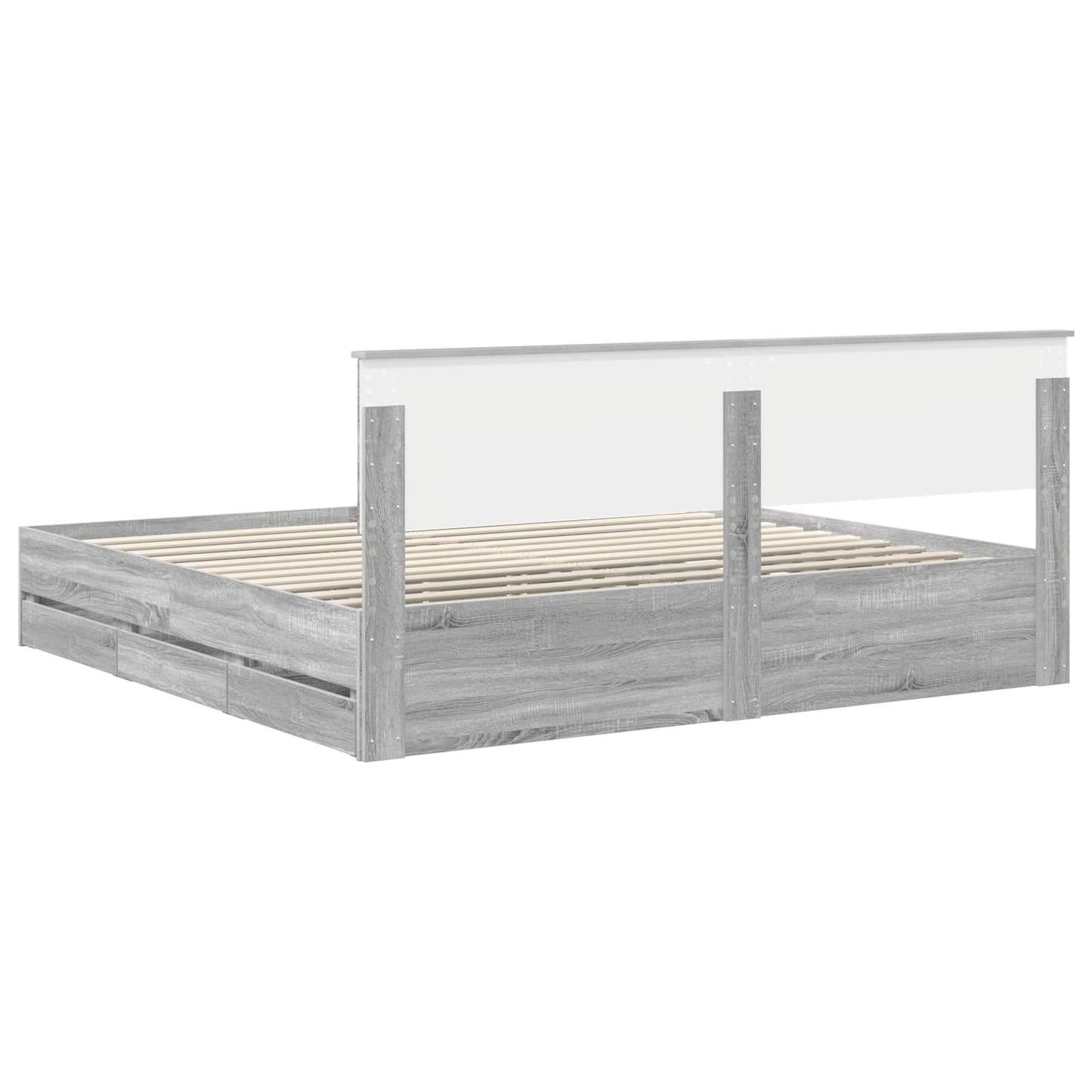 Struttura del letto con cassetto Grigio Sonoma 200 x 200 cm | homemem39