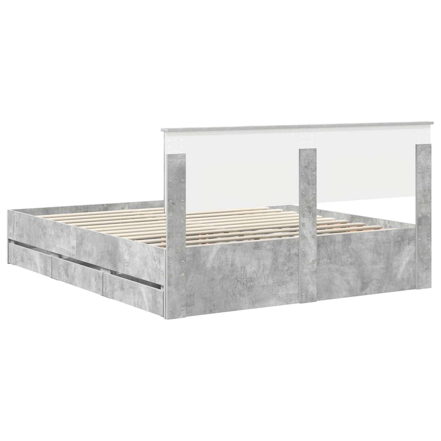 Struttura del letto con cassetto Grigio cemento 160 x 200 cm