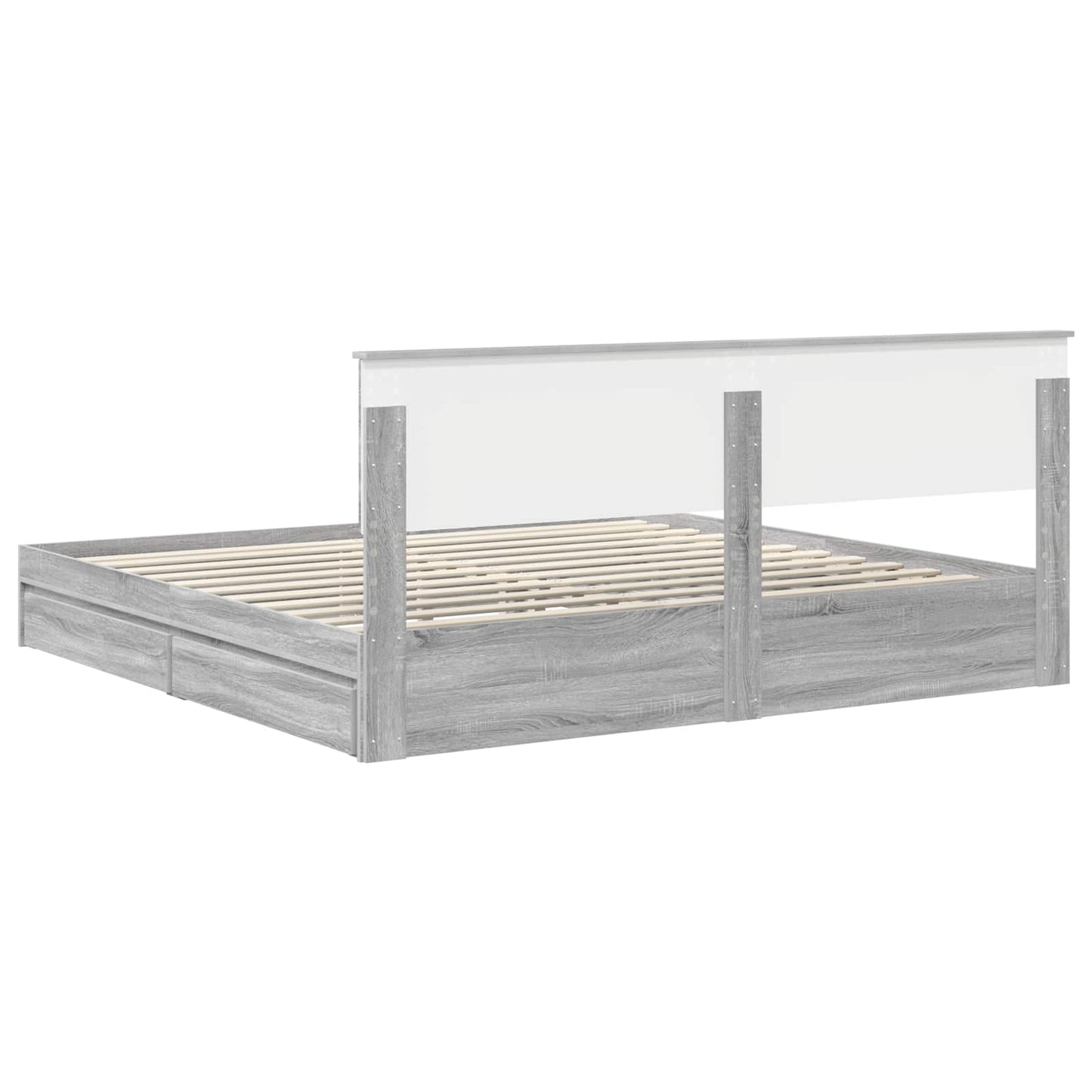 Letto con Contenitore con testiera Grigio Sonoma 200 x 200 cm | homemem39
