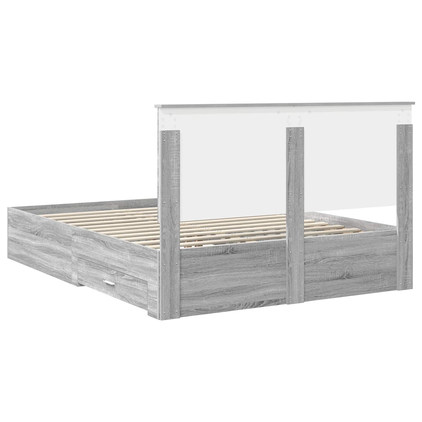 Struttura del letto con testiera Grigio Sonoma 150 x 200 cm | homemem39
