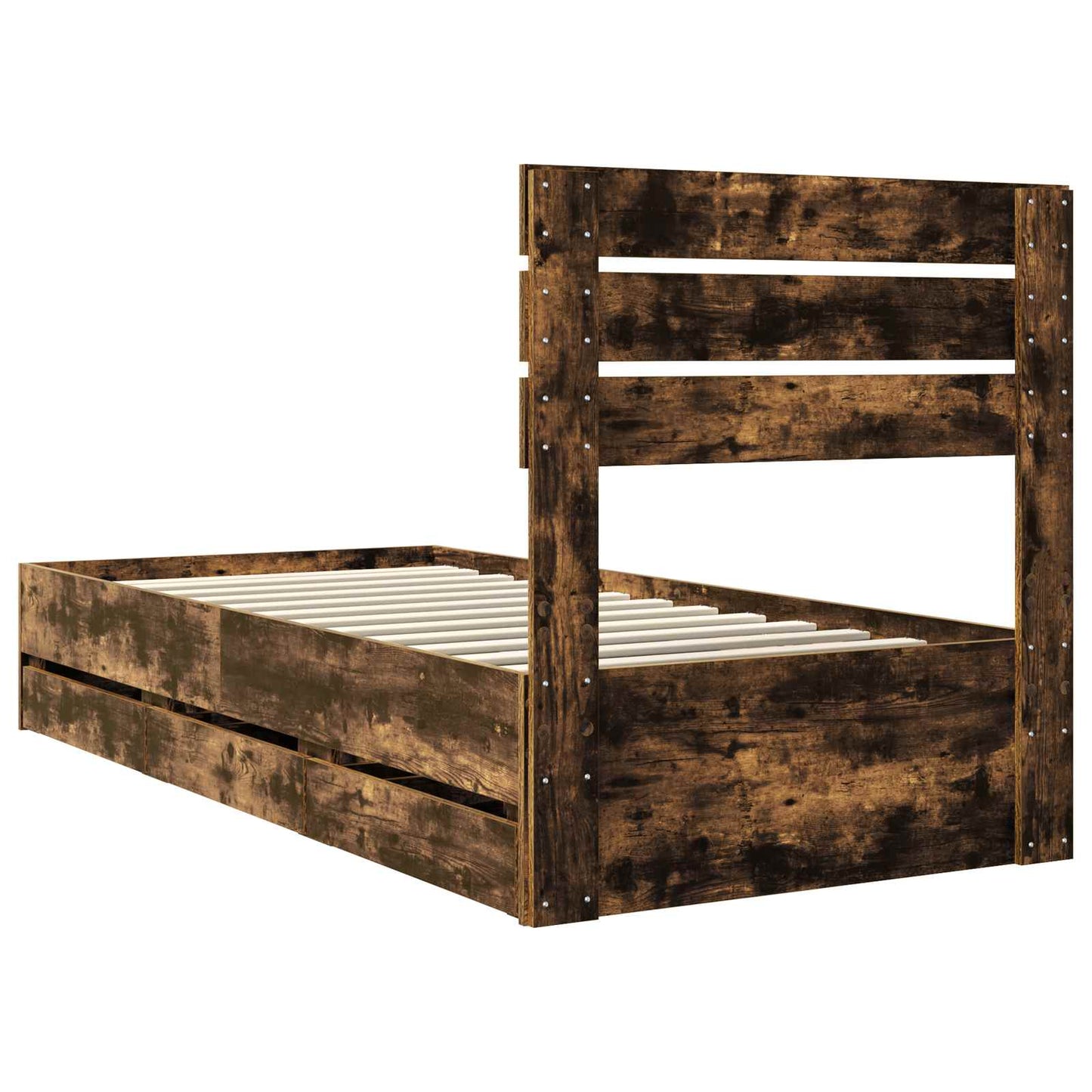 Struttura del letto con cassetto Rovere fumé 100 x 200 cm