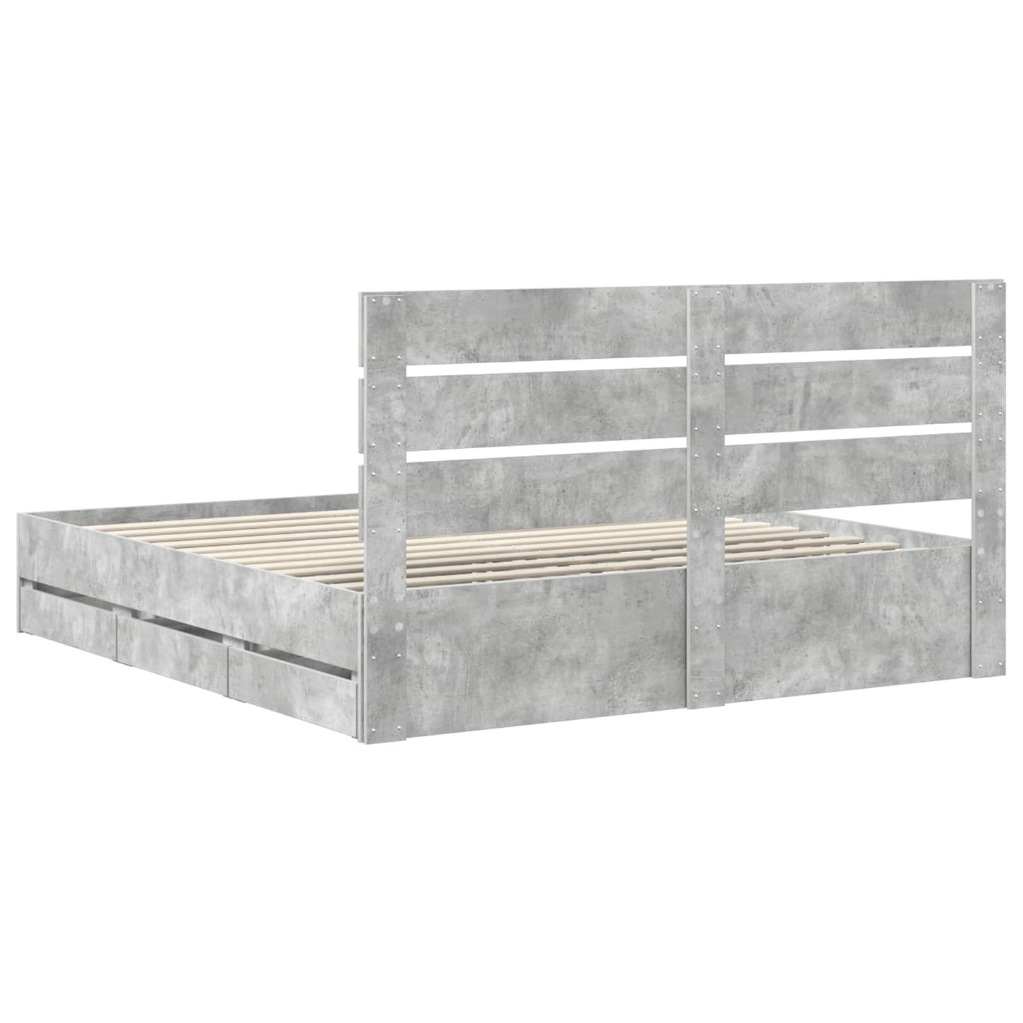 Struttura del letto con cassetto Grigio cemento 200 x 200 cm | homemem39