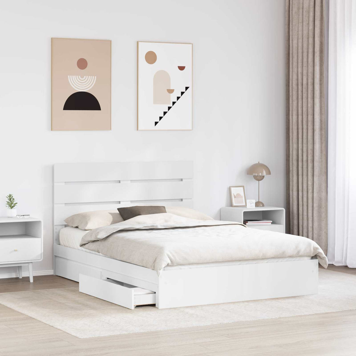 Letto con Contenitore Bianco 140 x 200 cm Legno multistrato | homemem39