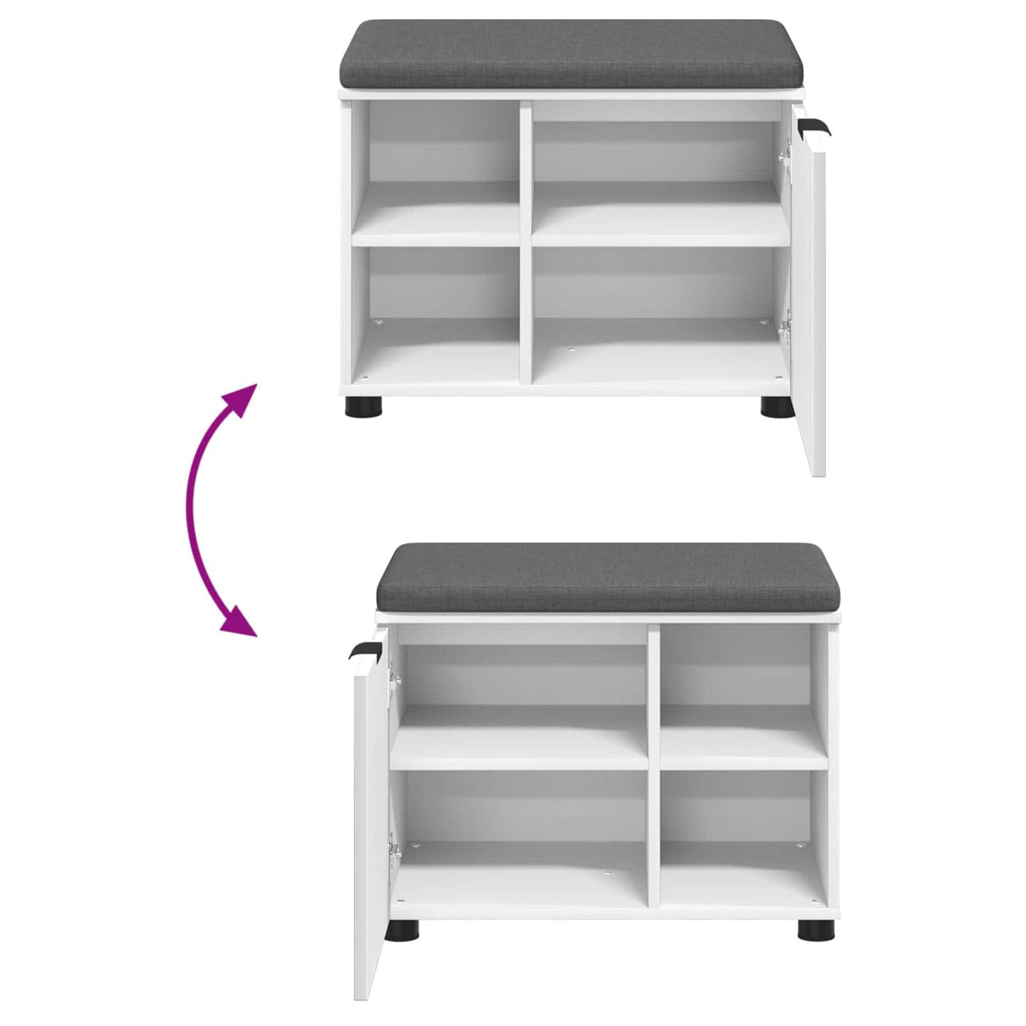 Panca per ingresso con cuscino con porta Bianco 60 x 38 x 46 cm | homemem39