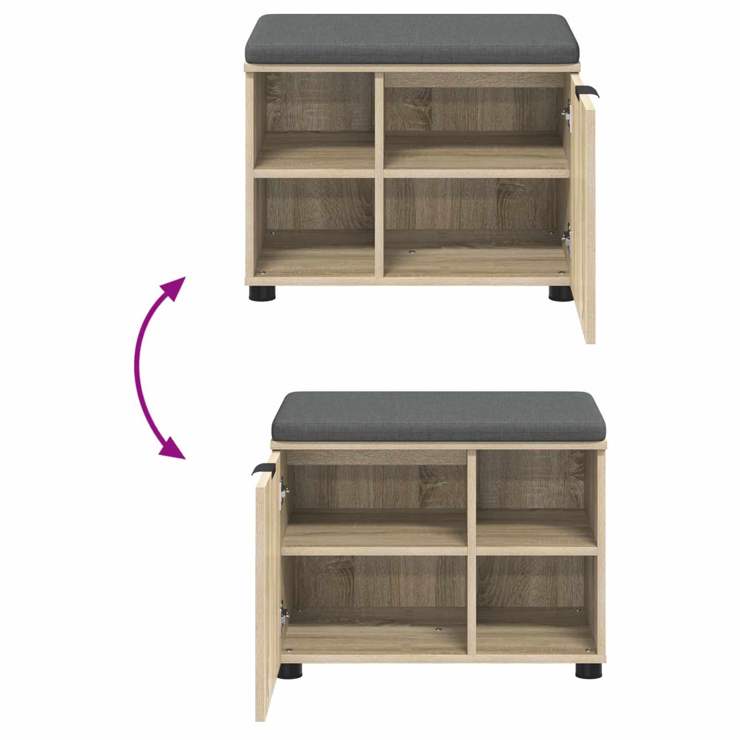 Panca per ingresso con cuscino Rovere Sonoma 60 x 38 x 46 cm