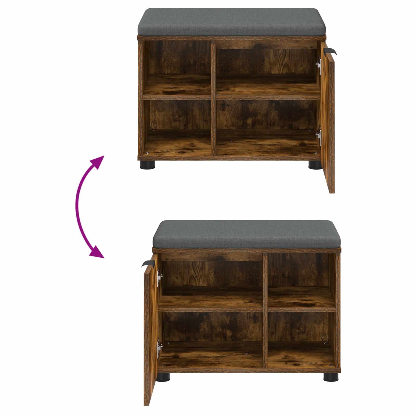 Panca per ingresso con porta Quercia Affumicata 60 x 38 x 46 cm | homemem39