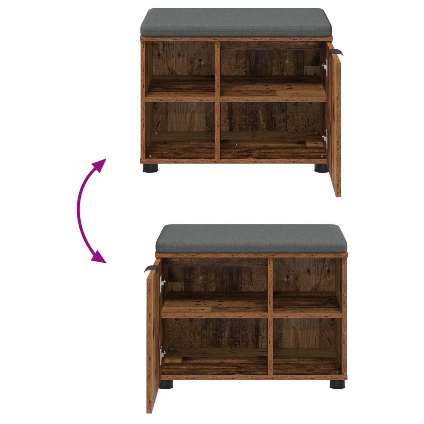 Panca per ingresso con cuscino Legno vecchio 60 x 38 x 46 cm