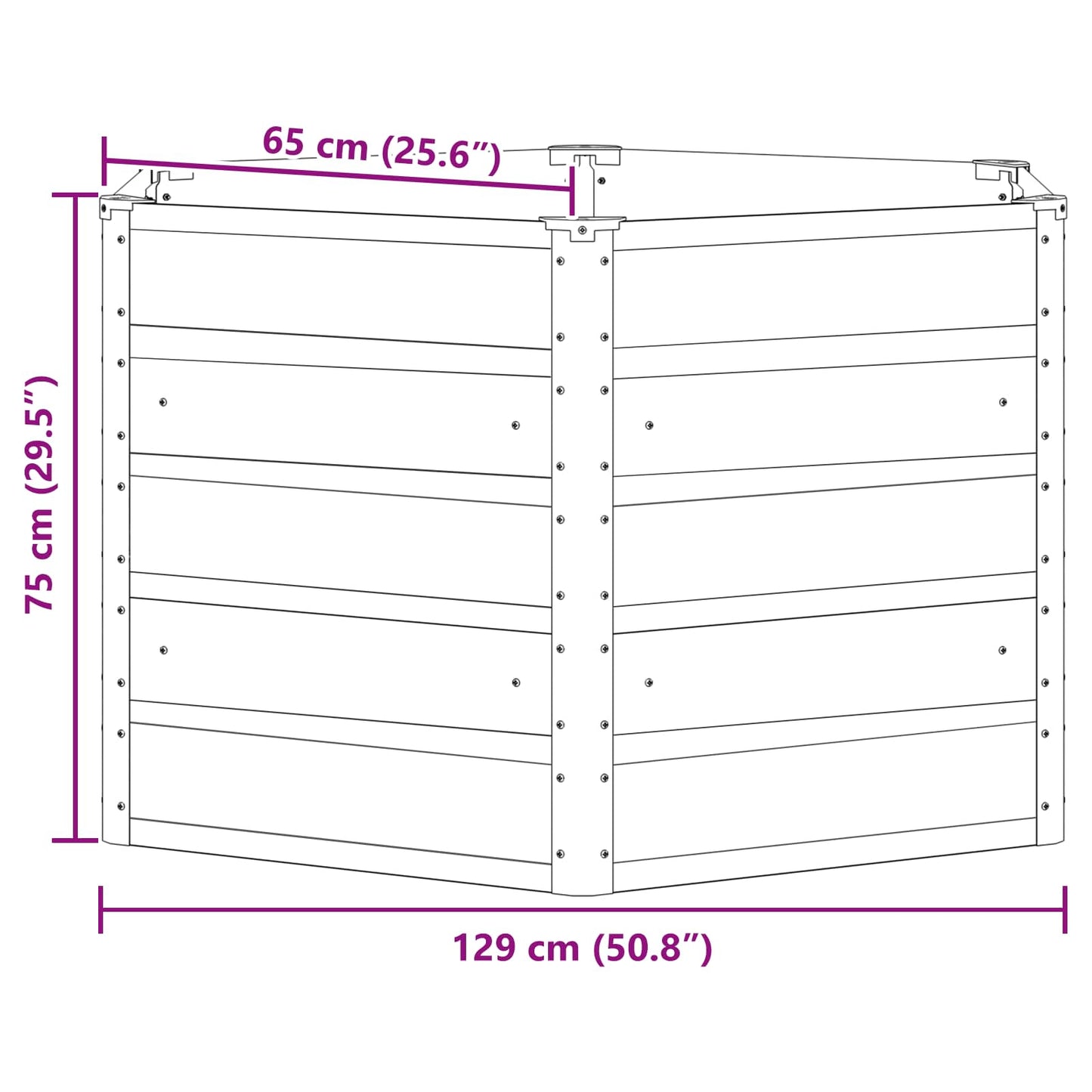 Fioriera Grigio chiaro 129 x 129 x 75 cm Acciaio | homemem39
