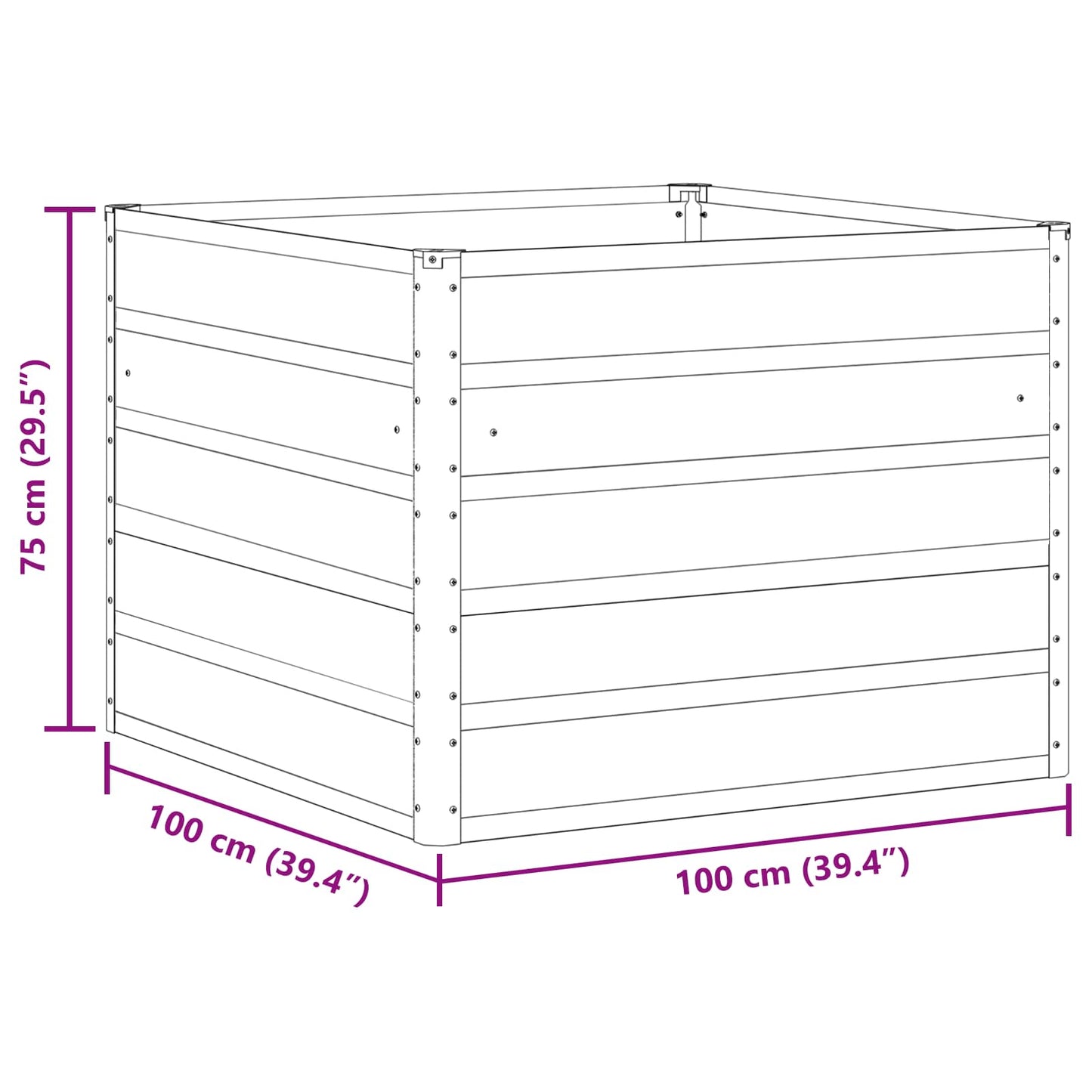 Fioriera Grigio chiaro 100 x 100 x 75 cm Acciaio