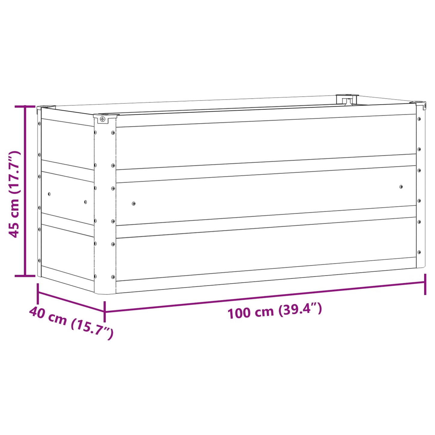 Fioriera Grigio chiaro 100 x 40 x 45 cm Acciaio