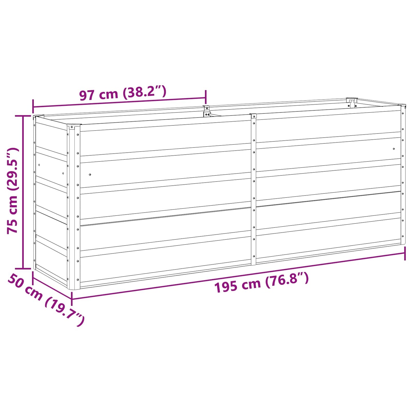 Fioriera Grigio chiaro 480 x 50 x 45 cm Acciaio zincato