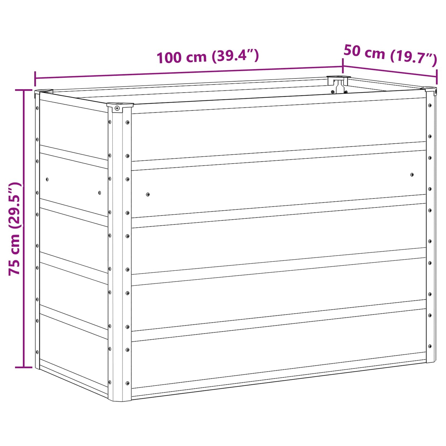 Fioriera Antracite 100 x 50 x 75 cm Acciaio zincato | homemem39