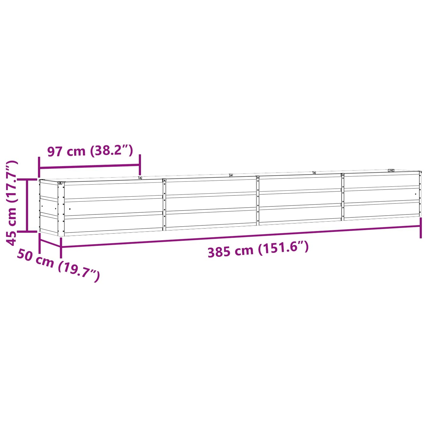 Fioriera Antracite 480 x 50 x 45 cm Acciaio zincato