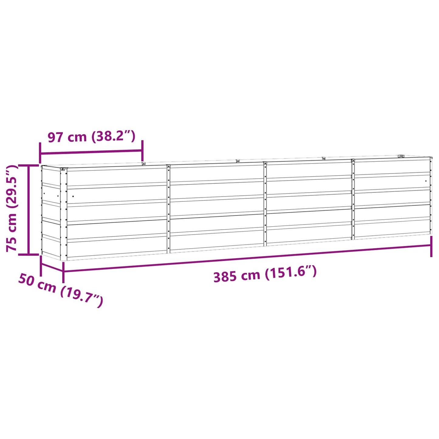 Fioriera Antracite 480 x 50 x 45 cm Acciaio zincato