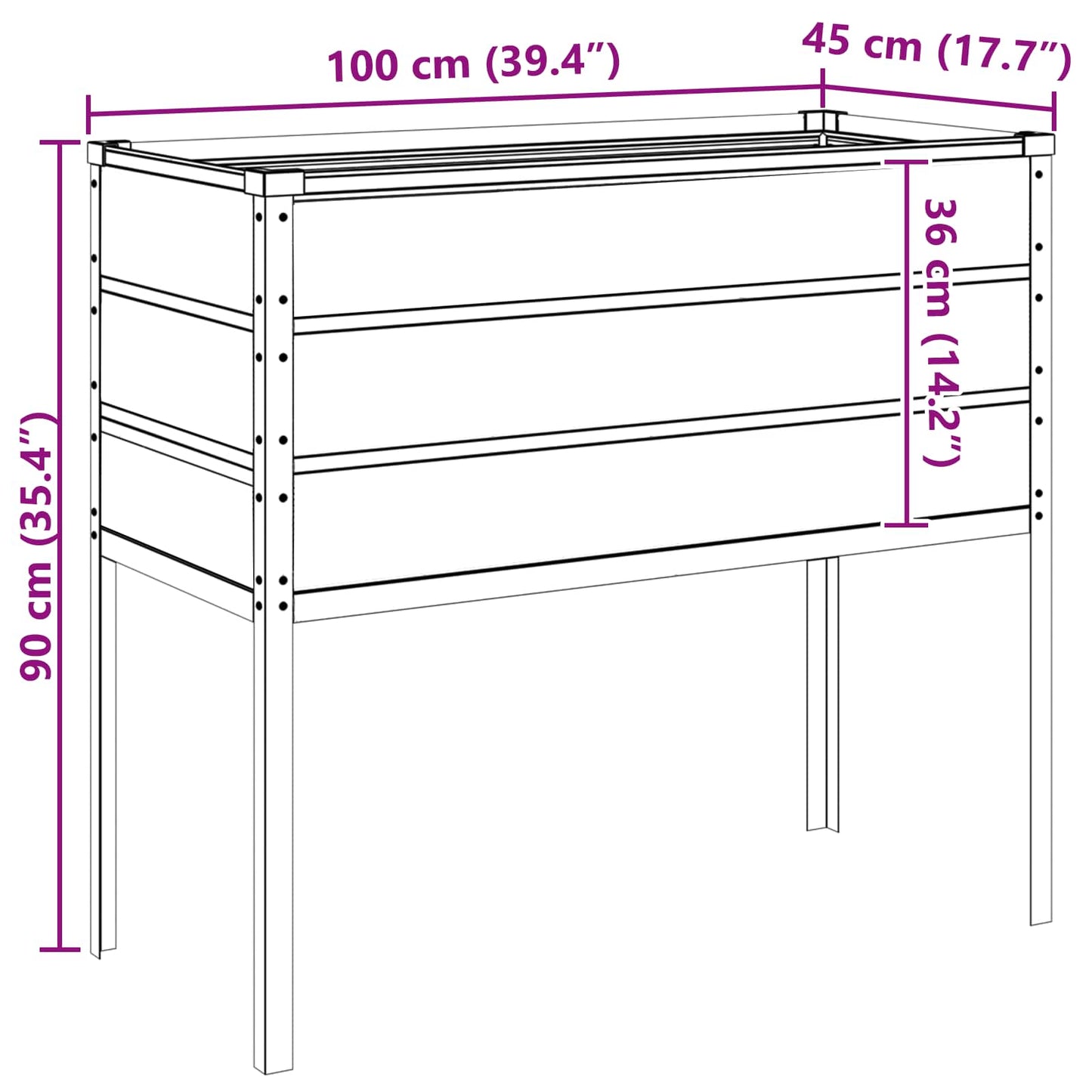 Fioriera Verde Pastello 100 x 45 x 90 cm Acciaio zincato | homemem39