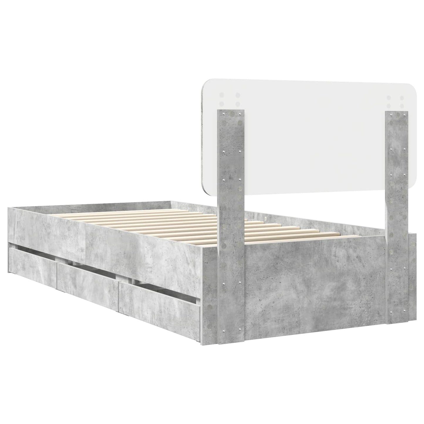 Struttura del letto con cassetto Grigio cemento 90 x 190 cm