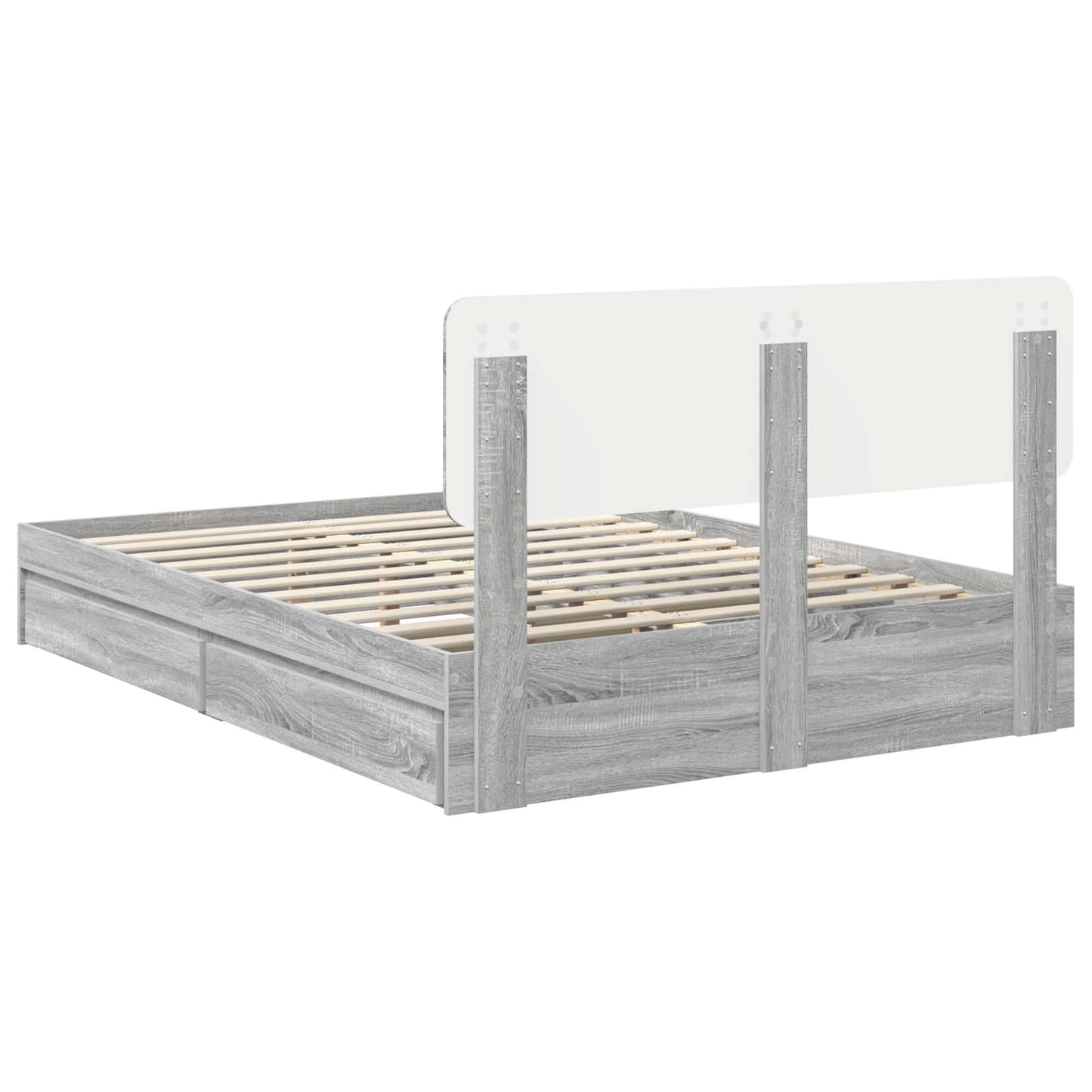 Letto con Contenitore con testiera Grigio Sonoma 150 x 200 cm | homemem39