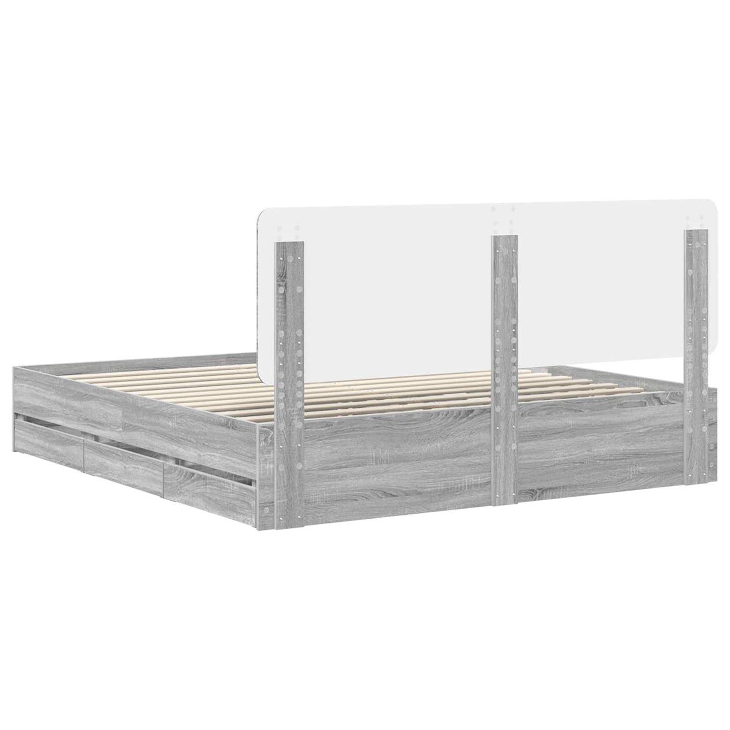 Struttura del letto con cassetto Grigio Sonoma 200 x 200 cm | homemem39