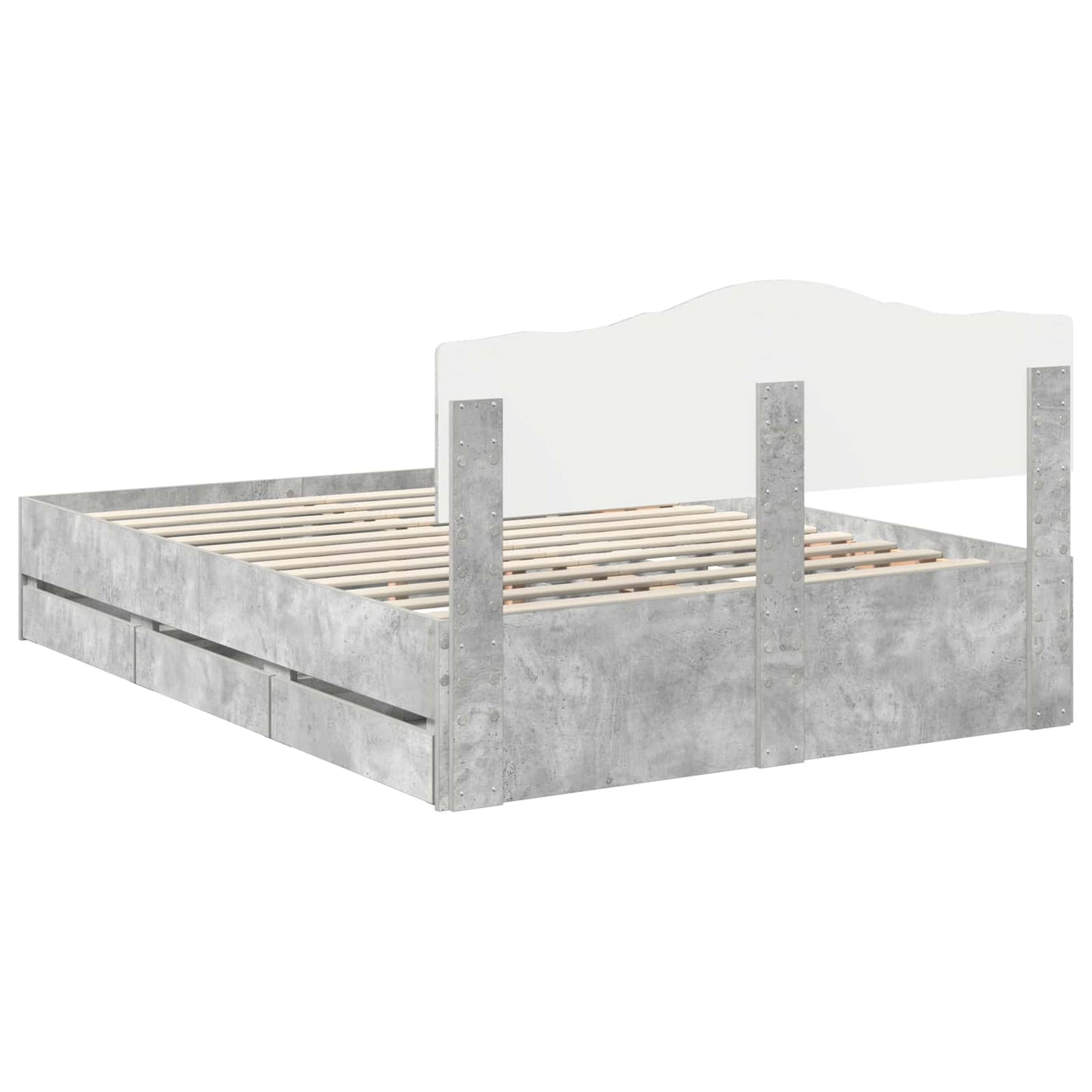 Struttura del letto con cassetto Grigio cemento 160 x 200 cm