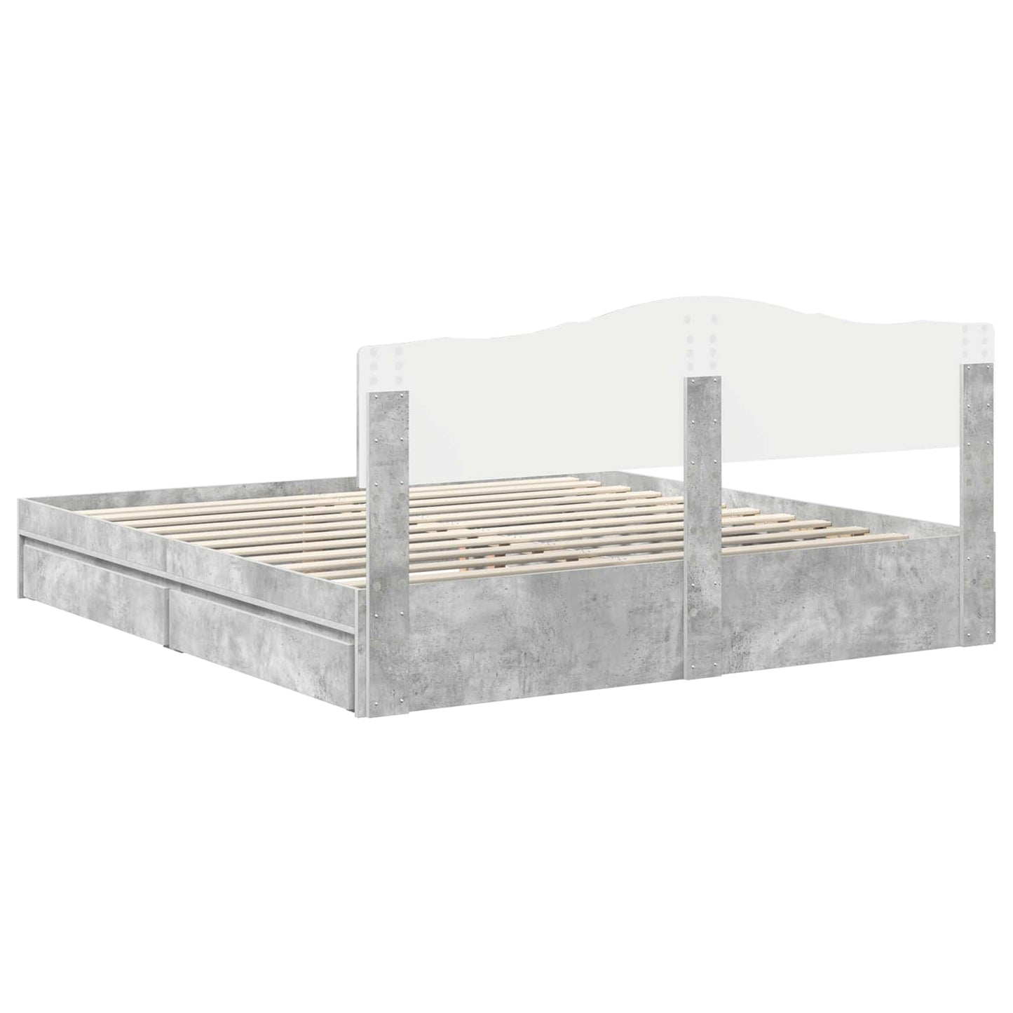 Letto con Contenitore con testiera Grigio cemento 200 x 200 cm | homemem39