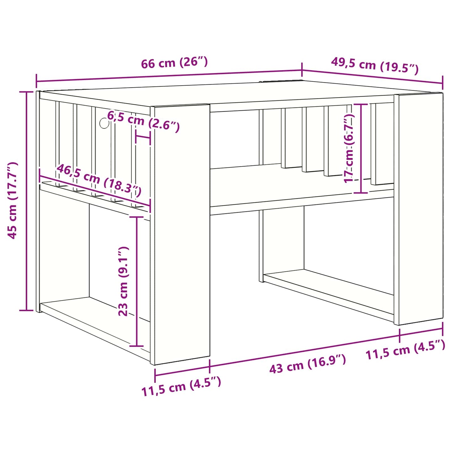 Tavolino da salotto Bianco 66 x 49,5 x 45 cm Legno multistrato