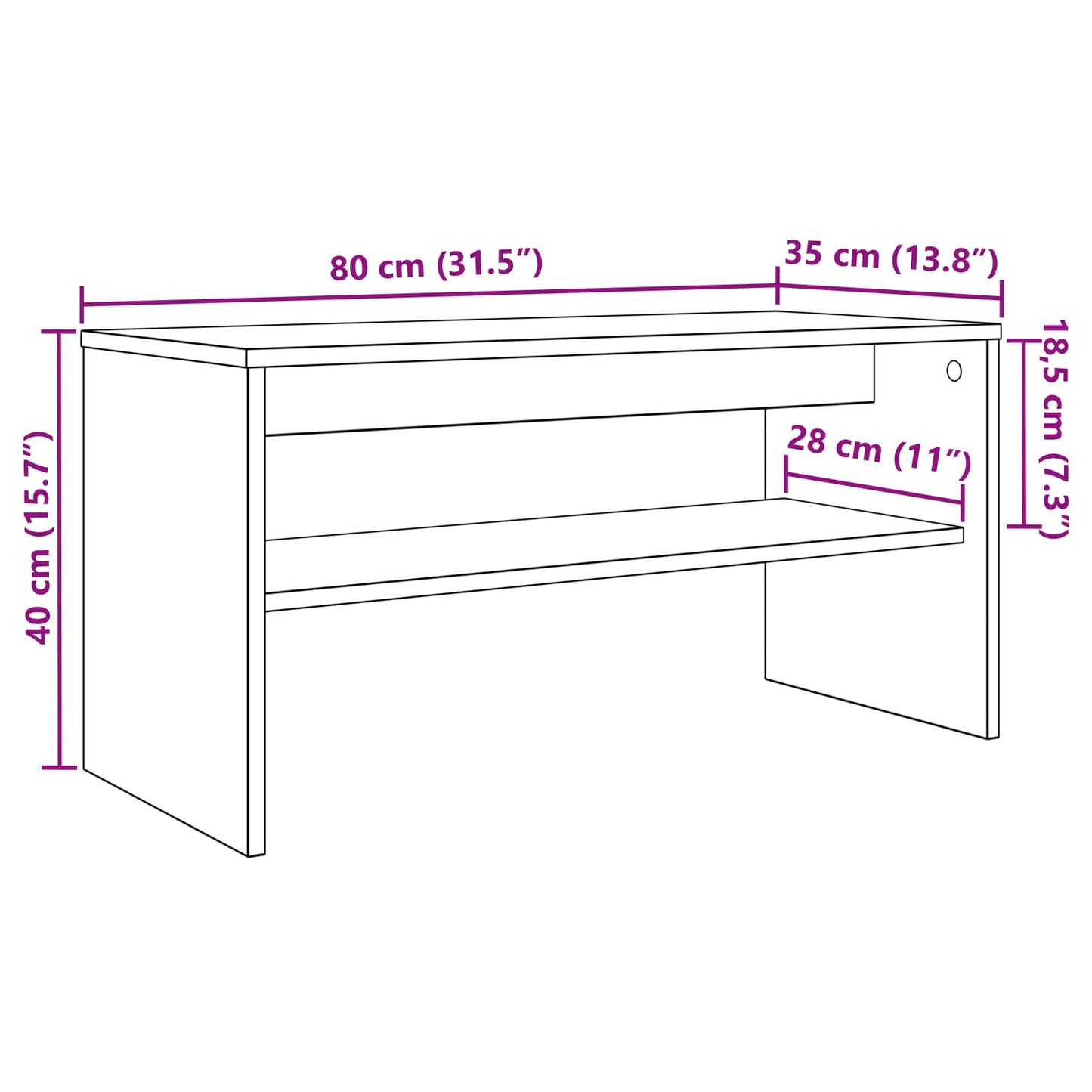 Mobile TV Grigio cemento 80 x 35 x 40 cm Legno multistrato