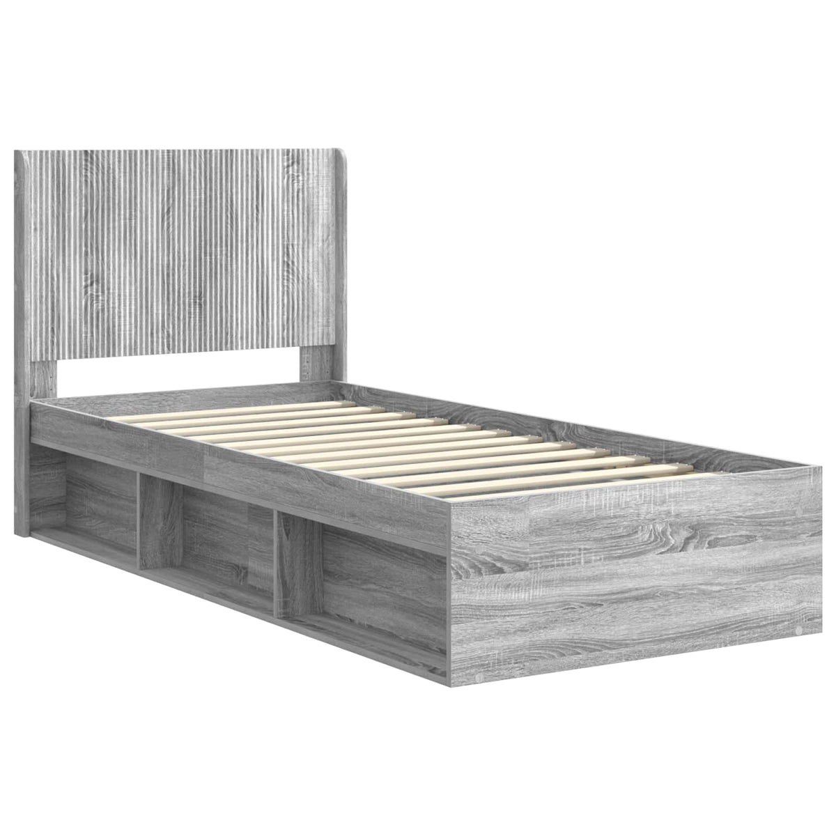 Struttura del letto con stoccaggio e testata Grigio Sonoma | homemem39