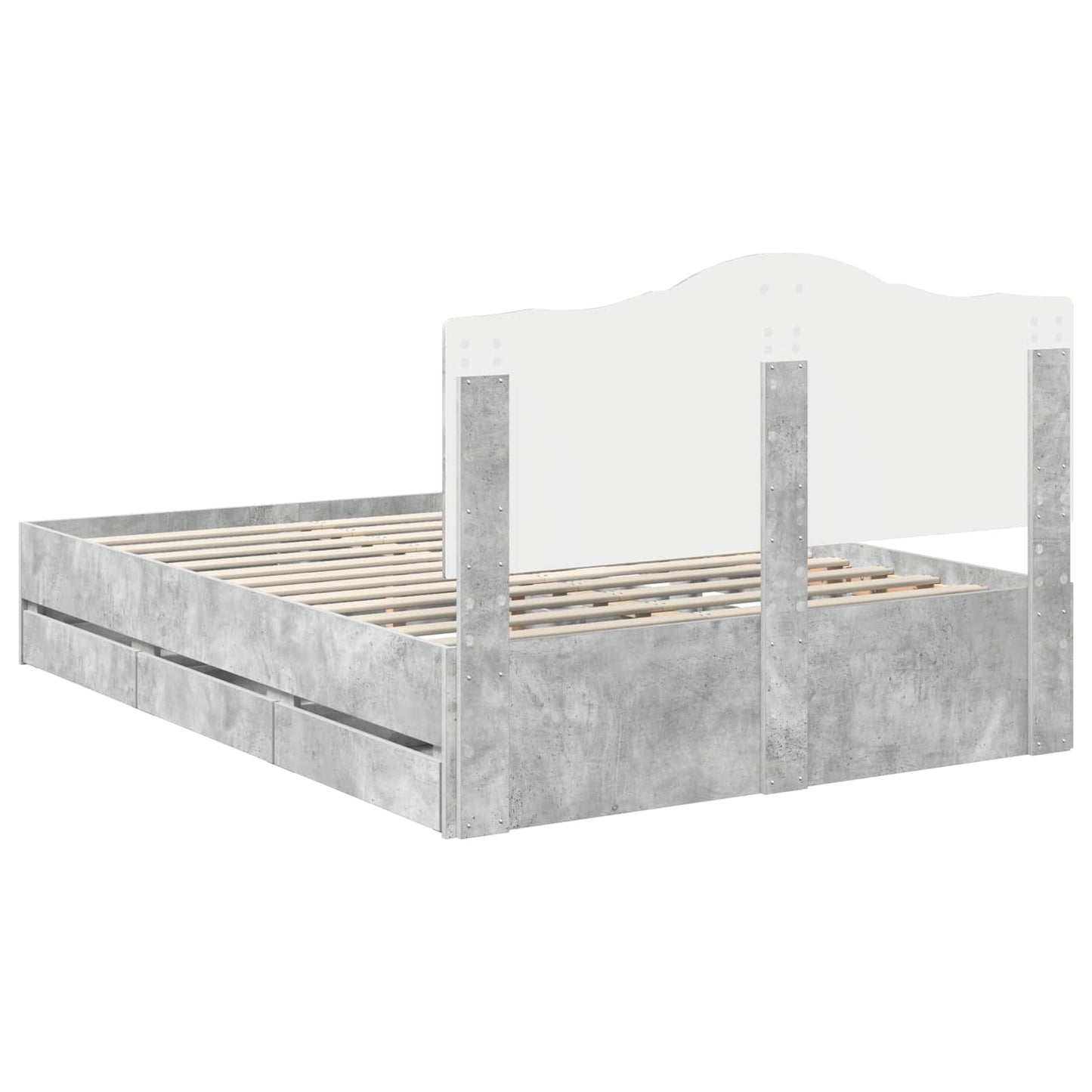 Struttura del letto con cassetto Grigio cemento 140 x 190 cm