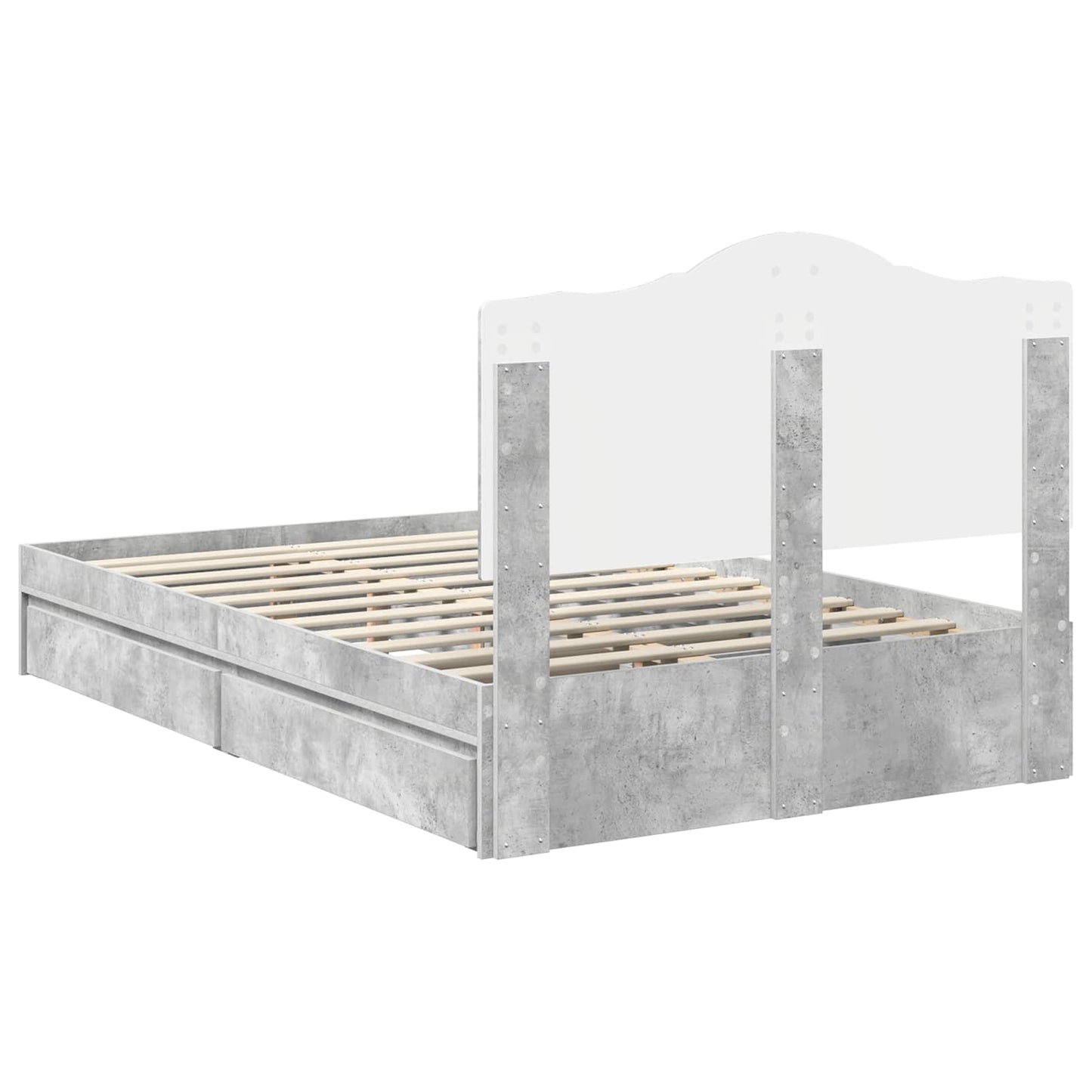 Letto con Contenitore con testiera Grigio cemento 135 x 190 cm | homemem39