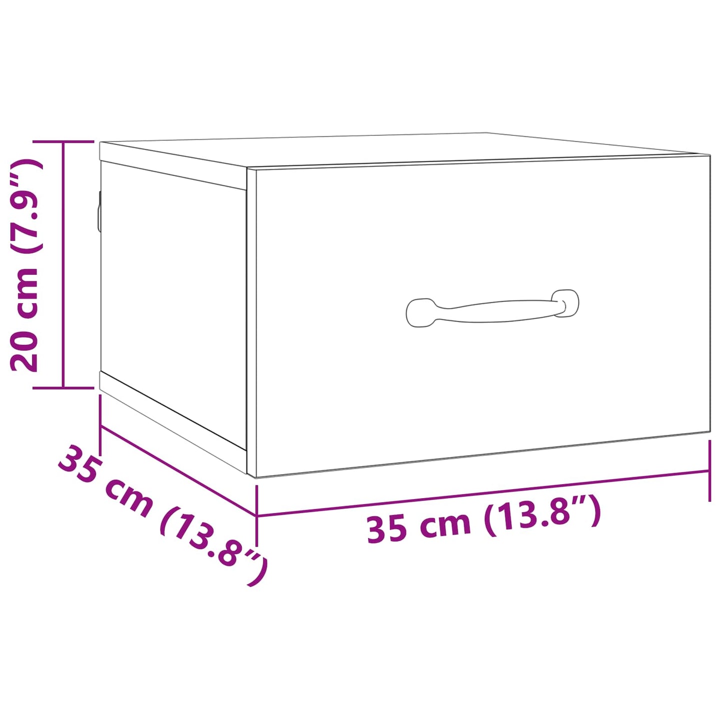 Armadio da Notte con cassetto Legno vecchio 35 x 35 x 20 cm | homemem39